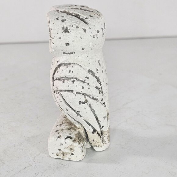 Vintage Hand Carved Stone Owl Figurine Greek Porous Stone White *Repaired* - Picture 6 of 9
